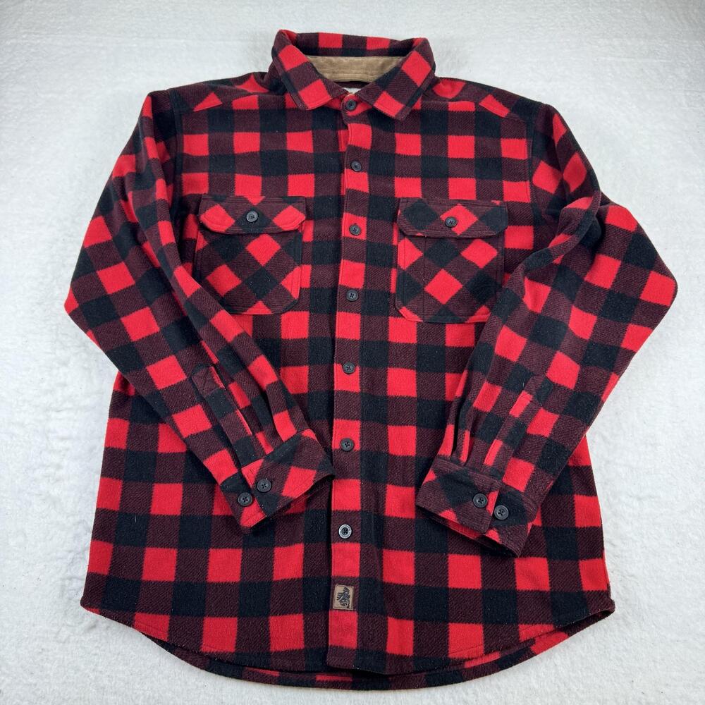 Legendary Whitetails Shirt Mens Size L Red Plaid Fleece Long Sleeve Button Up
